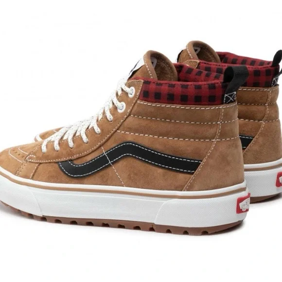 VANS Sk8 Hi MTE-1 Mens US Size 8.5 Plaid Brown Red Black WhiteVN0A5HZYY49 new